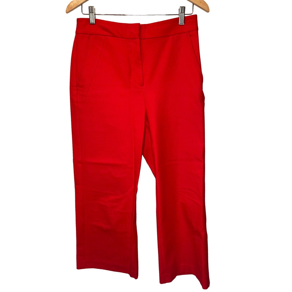 Ann Taylor Factory Bright Red Cropped Wide Leg Pants Womens 4 Career Preppy Work